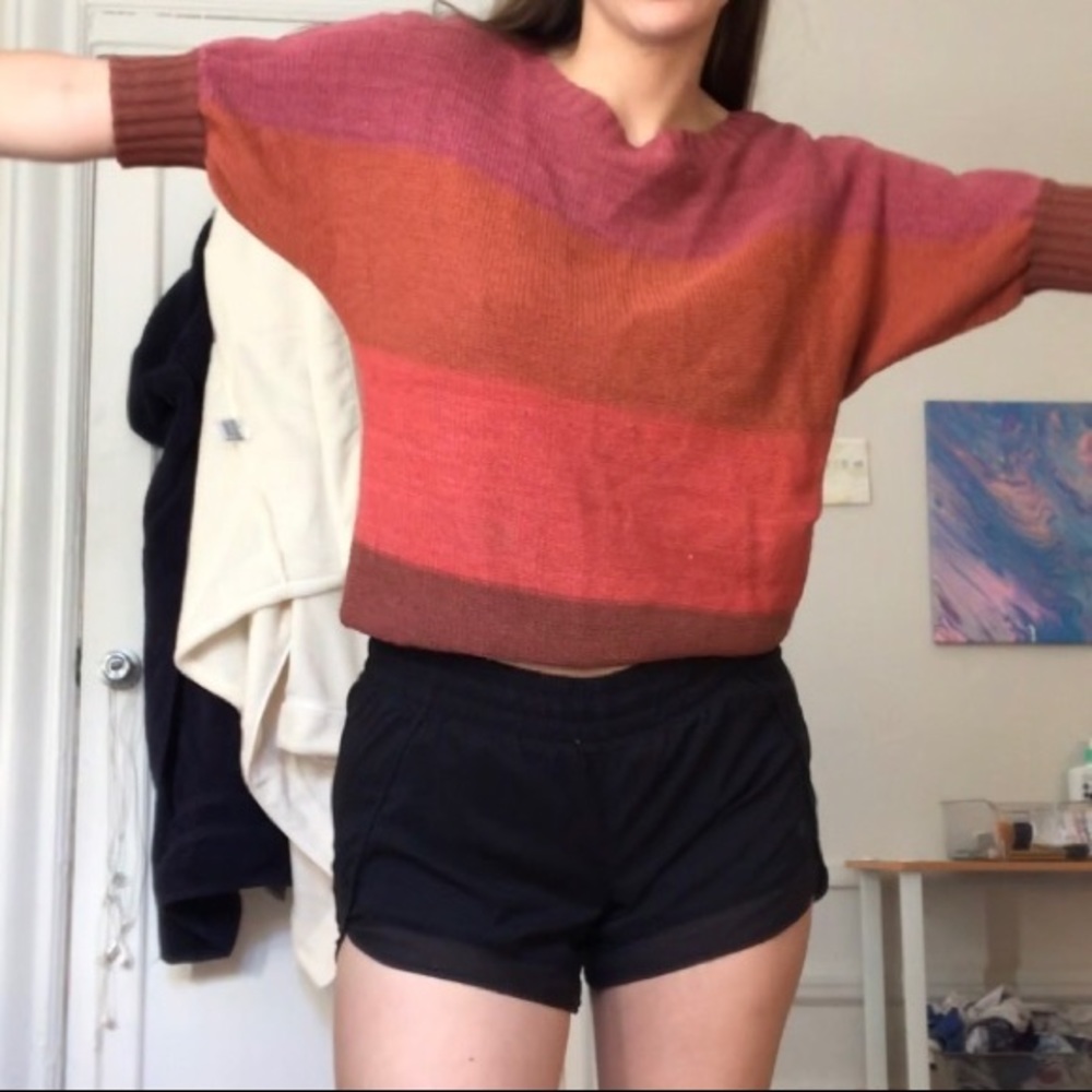 Colorblocked Vintage Short-sleeve sweater